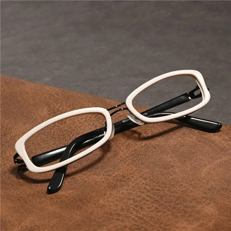 Cubojue Unisex Full Rim Rectangle Double Bridge Tr 90 Titanium Hyperopic Reading Glasses Sd2133